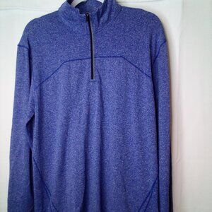 Solaris Active Shirt Men L Pull Over Top Zip Long Sleeve Athletic Blue